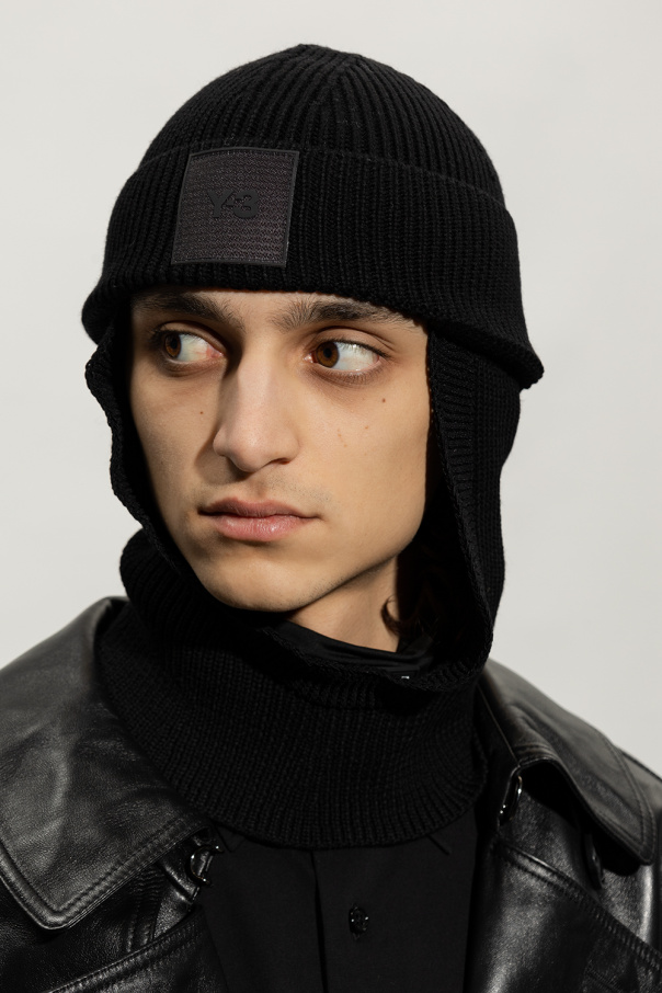 3 Yohji Yamamoto - Velour 5 Panel Cap - Black Wool balaclava with